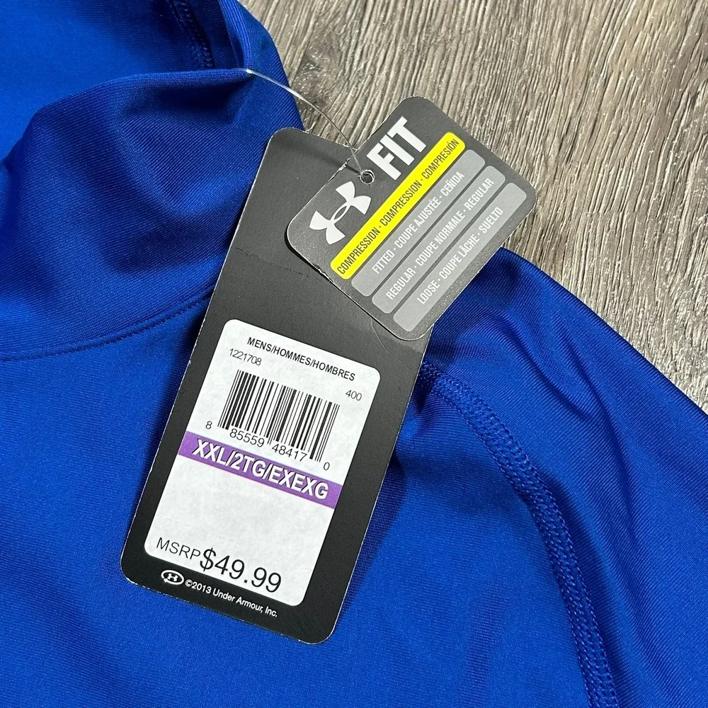 Under Armour ColdGear Compression Mock Neck XXL Blue Long Sleeve Shirt New NWT